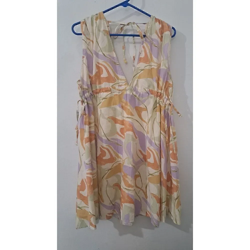 Asos ROMANIA womens Size 8 FLARE SWING Mini shift Dress Plunge Neck Lavender